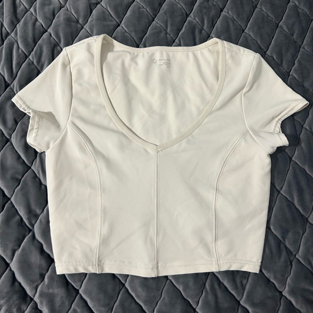 Offline by Aerie Cream Workout Crop Top